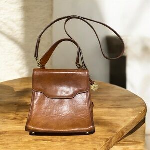 Brahmin Cognac Brown Leather Crossbody Bag